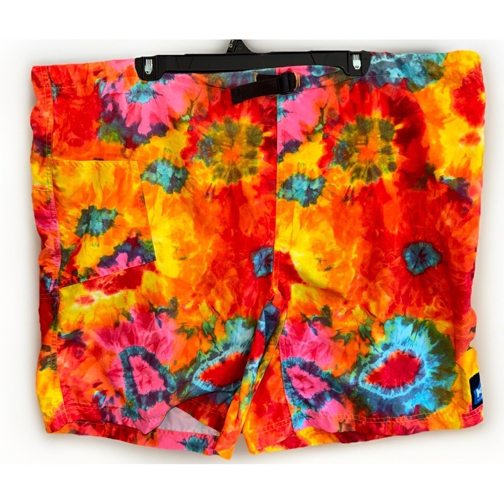 KAVU Swim Trunks Board Shorts Rainbow Tie Dye Mens XL Made in USA Rare Gorpcore